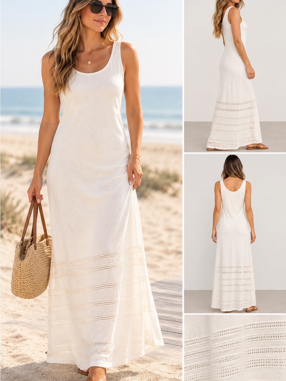 Victoria's Secret White Crochet-Trim Maxi Coverup Dress
